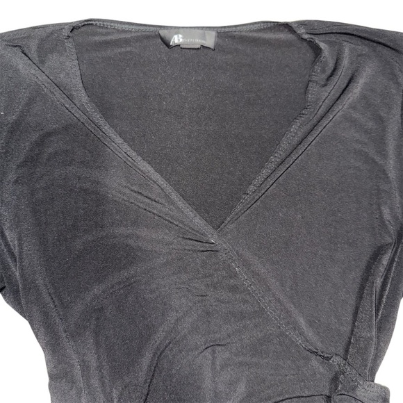 AB Studio Black Ruched Wrap Style Top | Size M - Picture 3 of 7